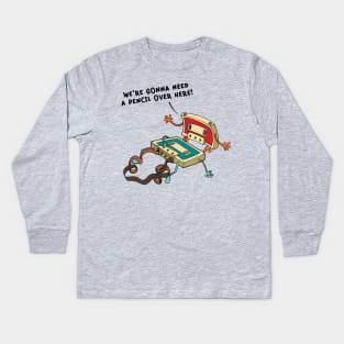 Vintage Cassette Tape and Pencil Joke Kids Long Sleeve T-Shirt